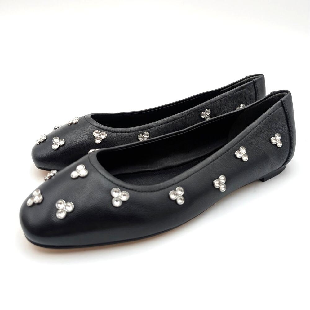 Stuart Weitzman Tammy Leather Ballet Flats Women's Black Size US7.5 EU38